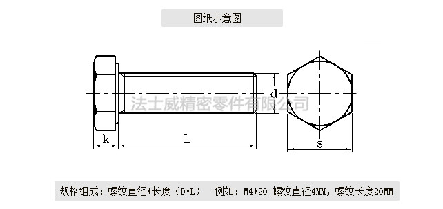 DIN933全牙不銹鋼外六角是不銹鋼緊固件系列中常用的一種，和螺母相配合，使用在對產(chǎn)品有較高的防腐要求和表面光潔度要求較高的地方,不銹鋼外六角螺絲一般有全牙和半牙兩種 ，而半牙的產(chǎn)品則分為粗桿半牙和細桿半牙。生產(chǎn)不銹鋼外六角螺絲材料常用的有SUS304和SUS316兩種。流通的不銹鋼外六角螺絲大部分均為全牙。尺寸規(guī)格1