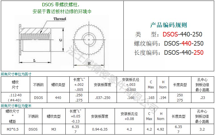 DSO-M3-7不銹鋼滾花頭花齒頭壓鉚螺母柱2_規格